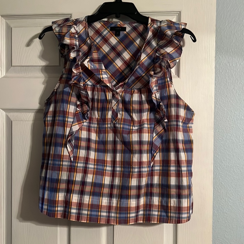 Size 12 plaid j.crew blouse
